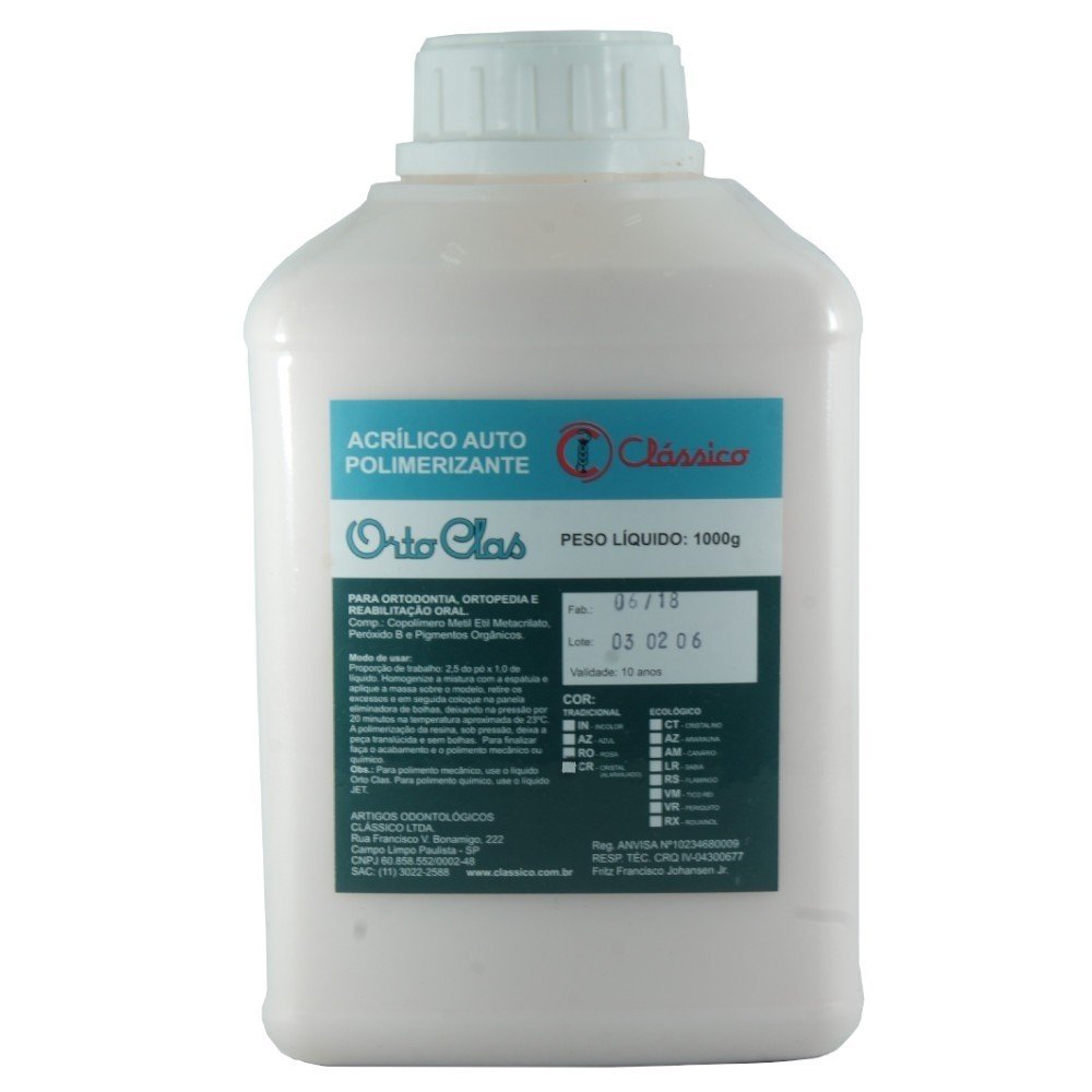 Acrílico Orto-Class 1kg Azul Incolor - Clássico