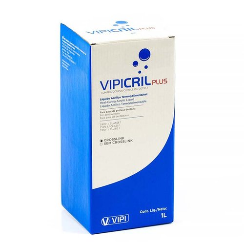Resina Acrílica Termopolimerizável Cril Plus Líquido 1L com Crosslink - Vipi