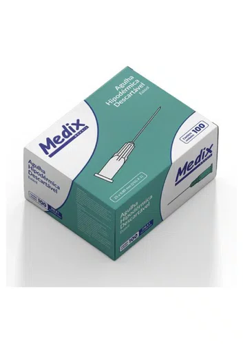AGULHA DESCARTAVEL 30 X 80 21G CX C/ 100 UNIDADES - MEDIX