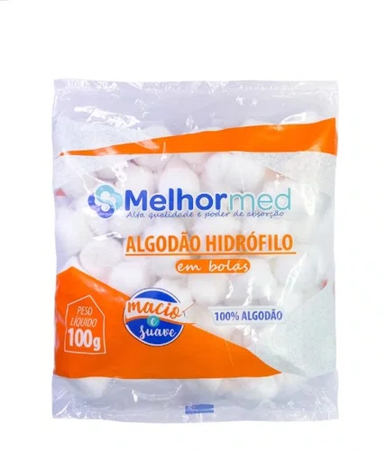 Algodão em Bolas 50g (com 90 unidades) – Melhor Med