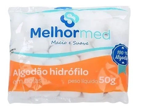 Algodão em Bolas 50g (com 90 unidades) – Melhor Med