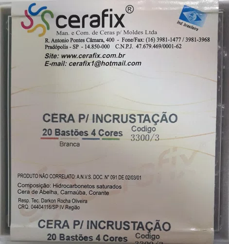 CERA PARA INCRUSTACAO EM BASTAO C/4 CORES C/20 - CERAFIX