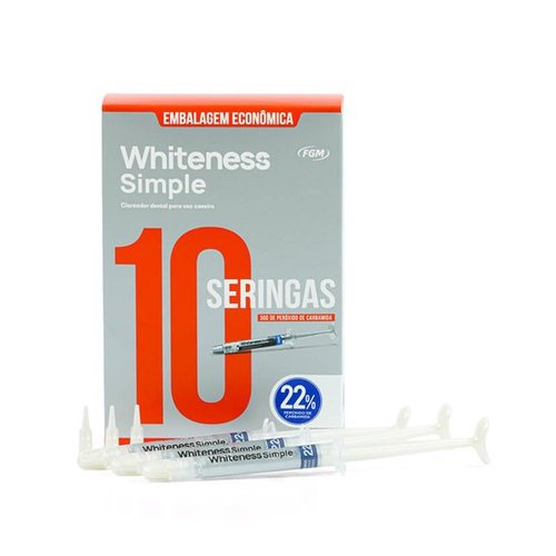 VENC (30/08/2026) Clareador Whiteness Simple 22% Kit C/10 Seringas - FGM