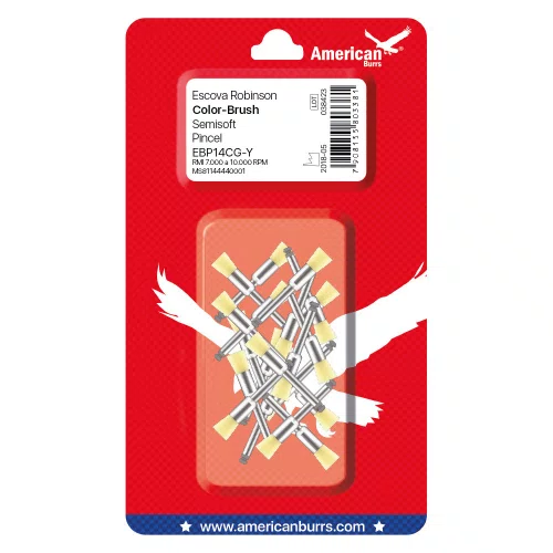 Escova de Robinson Color-Brush Amarela Semisoft Pincel C/20 EBP14CG-Y-20 - American Burrs