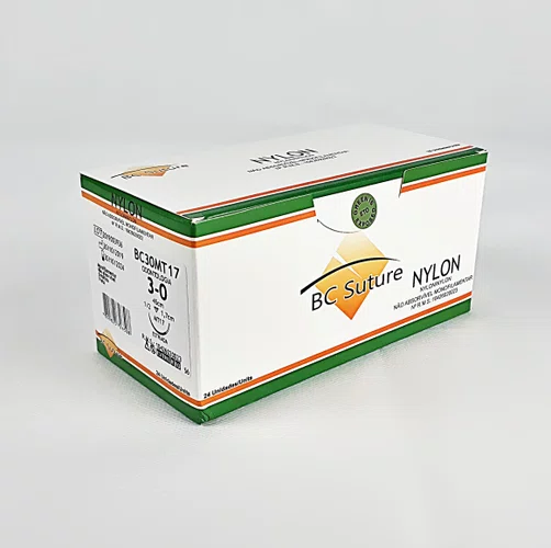 Fio de Sutura Nylon 3-0 Unidade (BC30MT17) - BC Suture