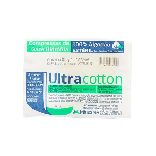 Gaze 9 fios Estéril C/10 - Ultracotton