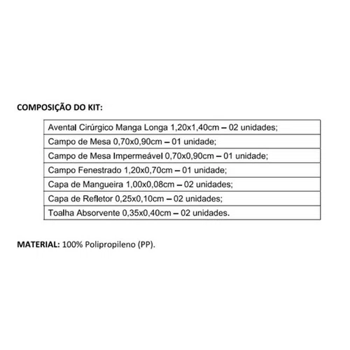 Kit Cirúrgico Estéril Pério 30gr Branco 11 peças - Sp Health