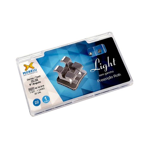 Kit de Bráquetes 01 caso Prescrição Roth  Light .022" Can. 9° Ang - Morelli
