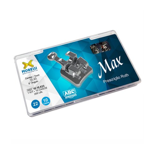 Kit de Bráquetes 10 casos Prescrição Roth  Max .022" Can. 9° Ang. Gancho Can./Prés - Morelli