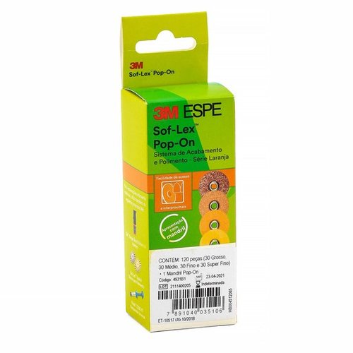 Kit Disco de Lixa 3M™ Sof-Lex™ Pop On 1/2 Laranja + Mandril 4931B1 - Solventum