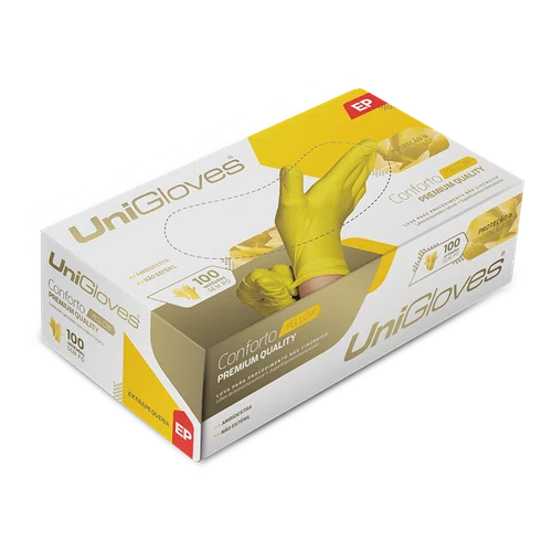 LUVA DE PROCEDIMENTO LATEX AMARELA SEM PO TAM M - UNIGLOVES