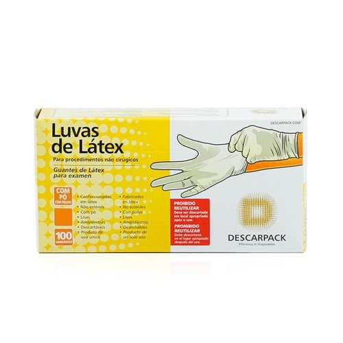 Luva de Procedimento de Látex Com Pó Branca G - Descarpack