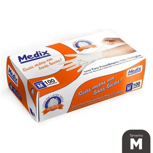 Luva De Procedimento Latex Branca Tam M - Medix