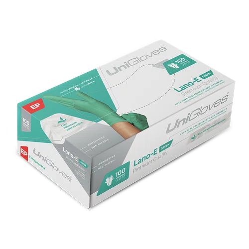 LUVA DE PROCEDIMENTO LATEX VERDE SEM PO COM HIDRATANTE TAM PP - UNIGLOVES