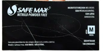 LUVA DE PROCEDIMENTO NITRILO PRETA TAM M - SAFEMAX