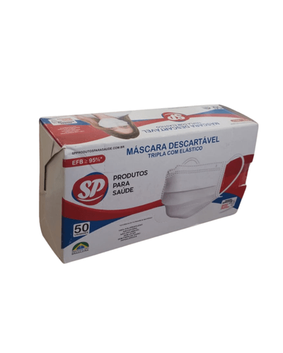 Mascara Descartável Com Elástico Branca/Preta C/50 - SP