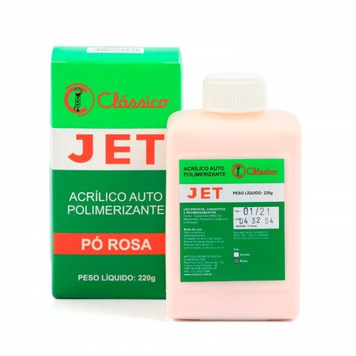Resina Acrílica Autopolimerizável Jet Pó 220gr Rosa - Clássico