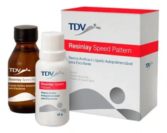 RESINA ACRILICA RESINLAY SPEED PATTERN KIT 25G PO VERMELHO+ 30ML DE LIQUIDO - TDV