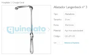 AFASTADOR LANGENBECK N3 21CM ACO (QG.291.03) - QUINELATO