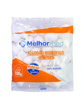 Algodão em Bolas 50g (com 90 unidades) – Melhor Med