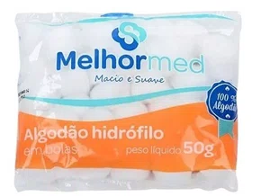 Algodão em Bolas 50g (com 90 unidades) – Melhor Med