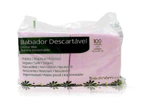 Babador Descartável Rosa C/100 - Biodinâmica