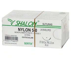 Fio de Sutura Nylon 5-0 Unidade com Agulha de 3/8 (N550CTI20) - Shalon