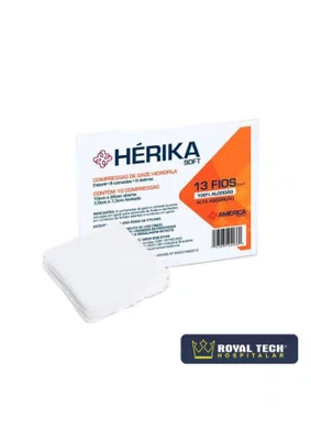 GAZE ESTERIL 10 X 10 13 FIOS C/ 10 UNIDADES HERIKA - AMERICAN