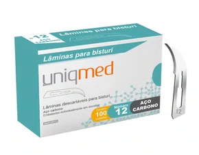 Lâmina de Bisturi Nº 12 Aço Carbono C/ 100 – Uniqmed