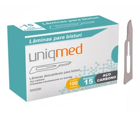 Lâmina de Bisturi Nº 15 Aço Carbono C/ 100 – Uniqmed