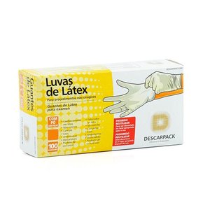 Luva de Procedimento de Látex Com Pó Branca G - Descarpack