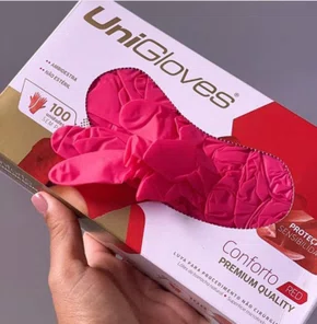 LUVA DE PROCEDIMENTO LATEX VERMELHA SEM PO TAM P - UNIGLOVES