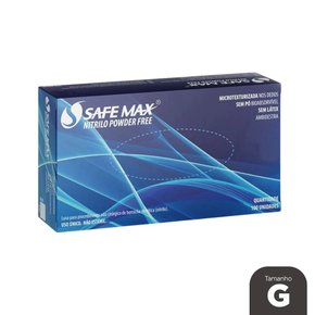 Luva de Procedimento Nitrílica Azul G - Safemax