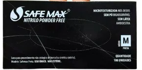 LUVA DE PROCEDIMENTO NITRILO PRETA TAM M - SAFEMAX