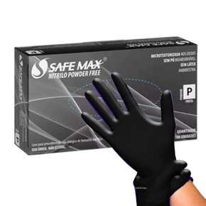 Luva de Procedimento Nitrílica Preto P - Safemax