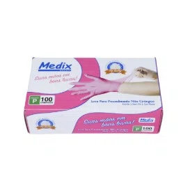 Luva De Procedimento Nitrilo Rosa Sem Pó Tam P - MEDIX