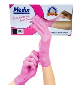 Luva De Procedimento Nitrilo Rosa Sem Po Tam Pp - MEDIX