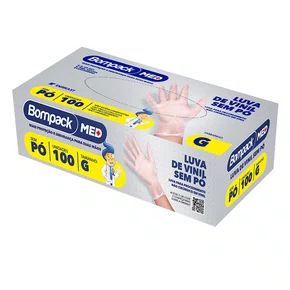 LUVA DE PROCEDIMENTO VINIL TRANSPARENTE SEM PO TAM M - BOMPACK