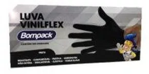 LUVA VINILFLEX SEM PO PRETA TAM P C/100 - BOMPACK