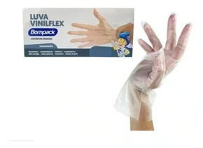 LUVA VINILFLEX SEM PO TRANSPARENTE TAM M C/100 - BOMPACK