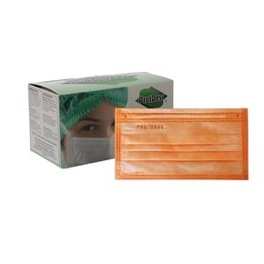 Máscara Cirúrgica Descartável Tripla Laranja - Protdesc