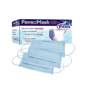 Máscara Cirúrgica Descartável Tripla Com Elástico Azul C/50  - Fava