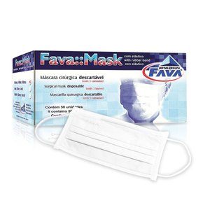 Máscara Cirúrgica Descartável Tripla Com Elástico Branca C/50 - Fava