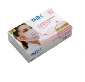 Máscara Descartável Com Elástico Rosa/Branco C/50 - SP