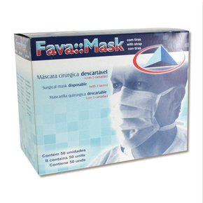 Máscara Cirúrgica Descartável Com Tiras C/50 - Fava