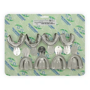 Kit de Moldeira Rasa Desdentado Lisa em Inox - Tecnodent