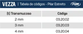 PILAR ESTREITO VEZZA HE 3MM (032003) - FGM