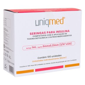 Seringa para Insulina 1ml 5mm x 0,23mm 32g - Uniqmed