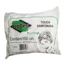TOUCA DESCARTAVEL SANFONADA C/100 BRANCA - PROTDESC